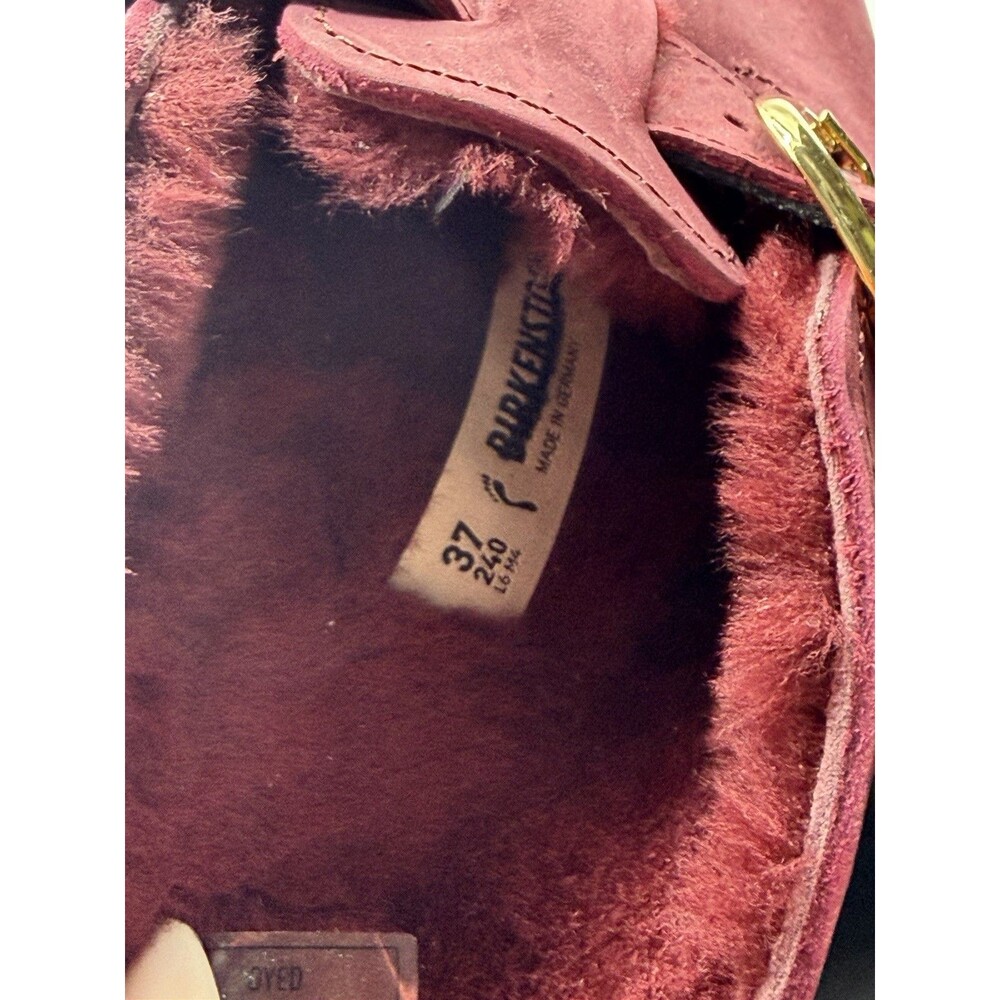 Birkenstock Boston Clogs Big Buckle Shearling Shoes Maroon Comfy 37 EU 6 US New - Picture 7 of 7